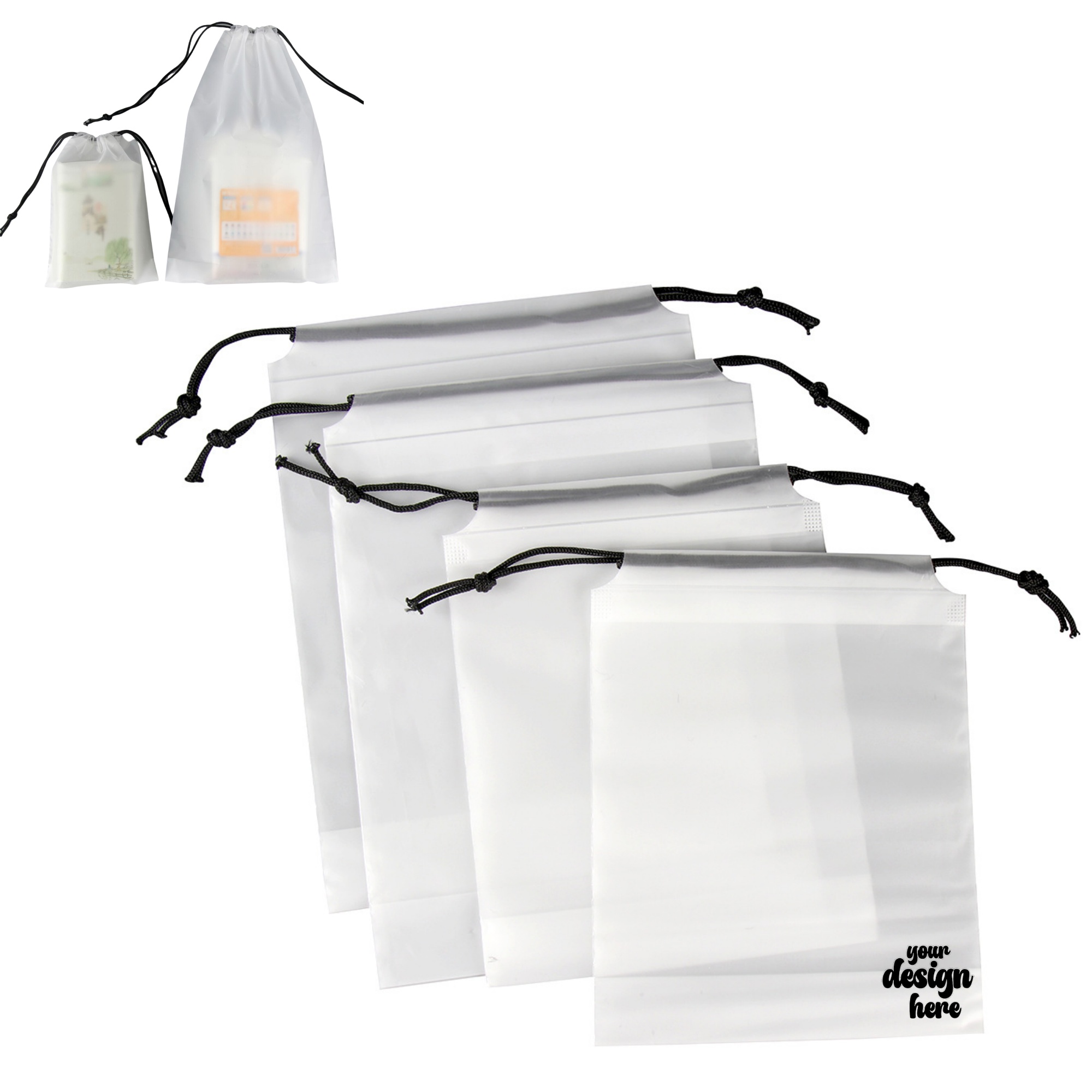 Clear Shoes Storage Pouch w/ Cotton Draw Strings 3
