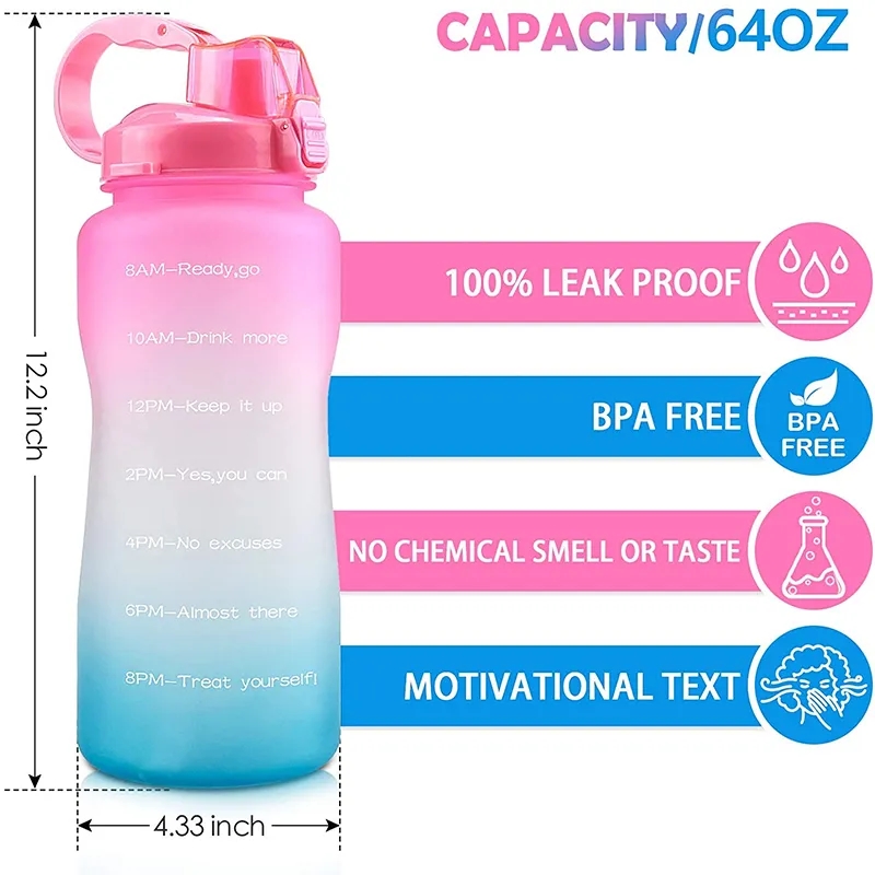 64Oz Large Capacity Straw Water Bottle 6