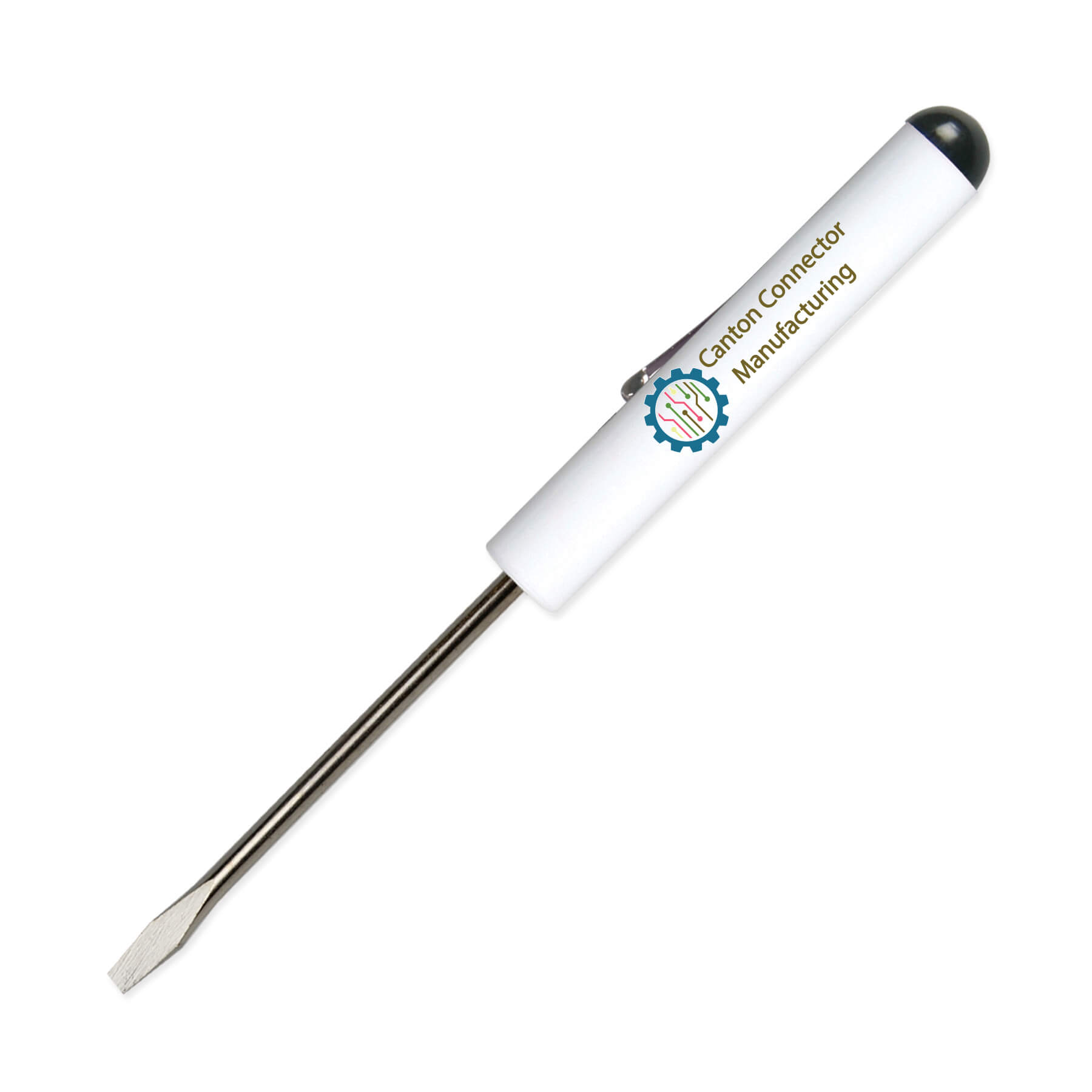 Pocket Screwdriver 1/8" Flat Tip Blade + Button Top 6