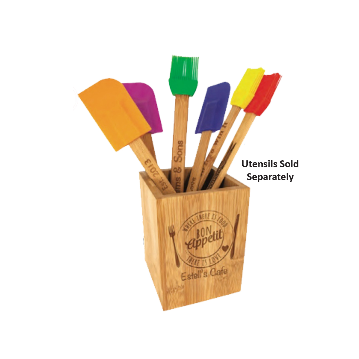 11" Blue Silicone Spatula w/ Bamboo Handle 6