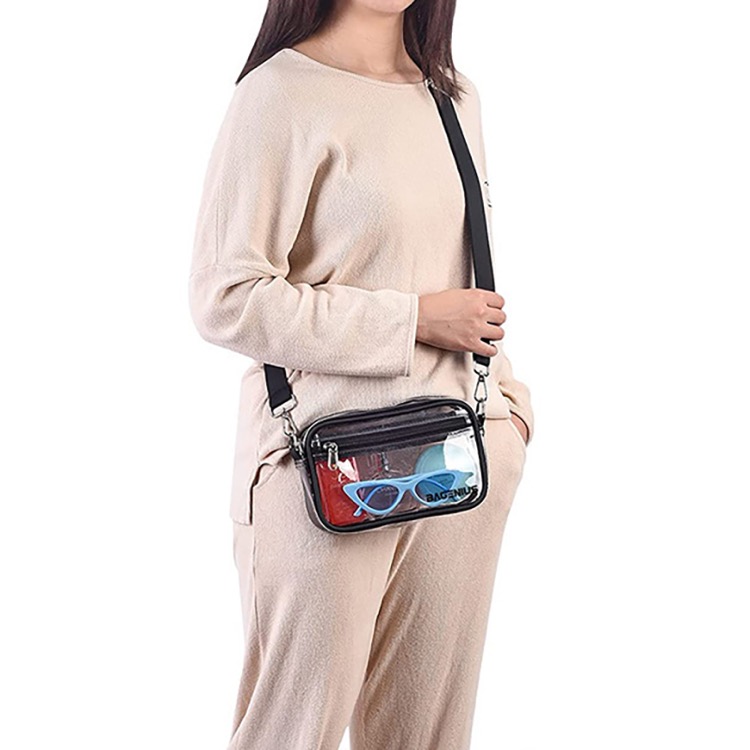 Small Clear PVC Crossbody Messenger Shoulder Bag w/ Adjustable Strap 4
