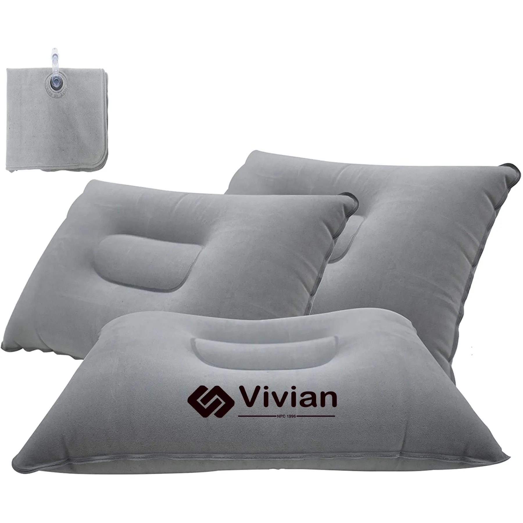 Ergonomic Flocked PVC Inflatable Travel Pillow 2