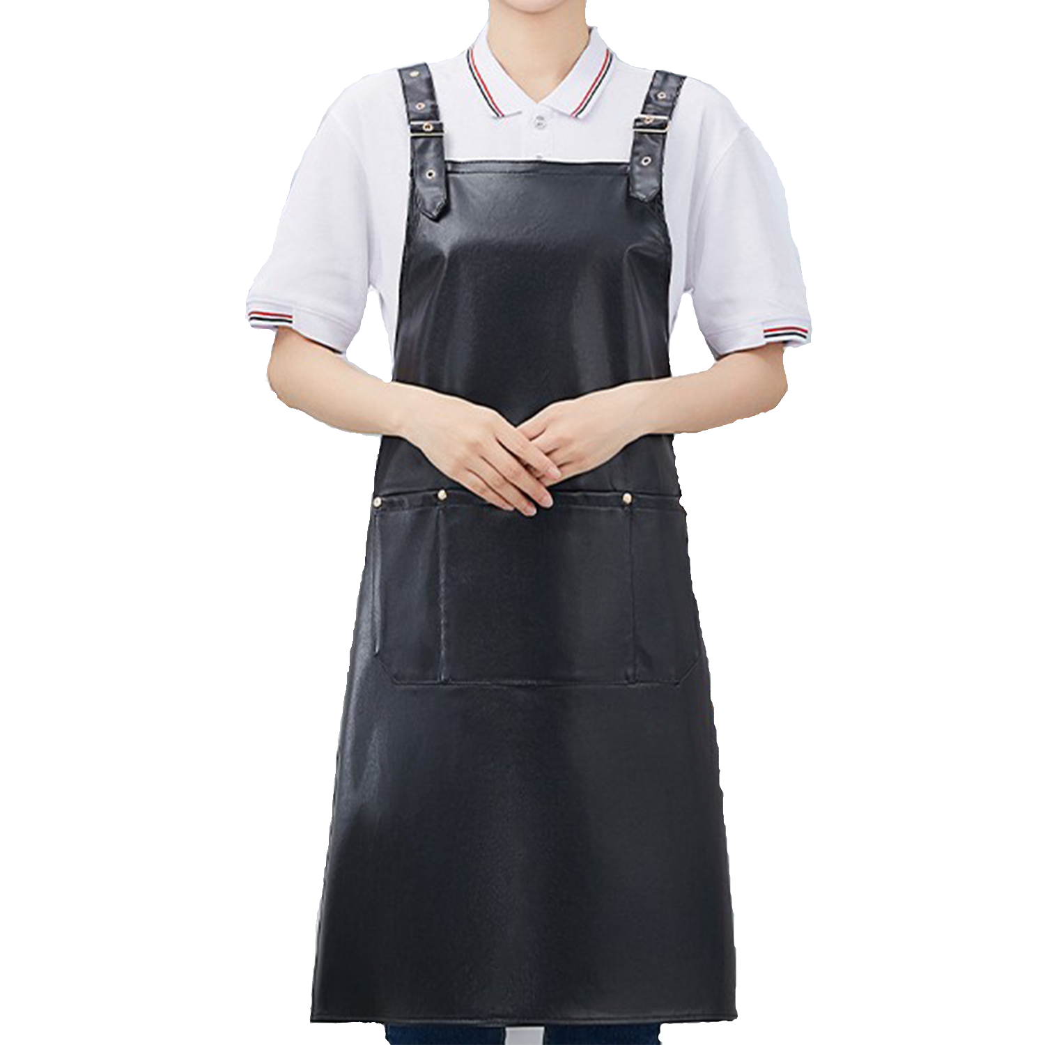 Waterproof PU Leather Kitchen Cooking Apron 5