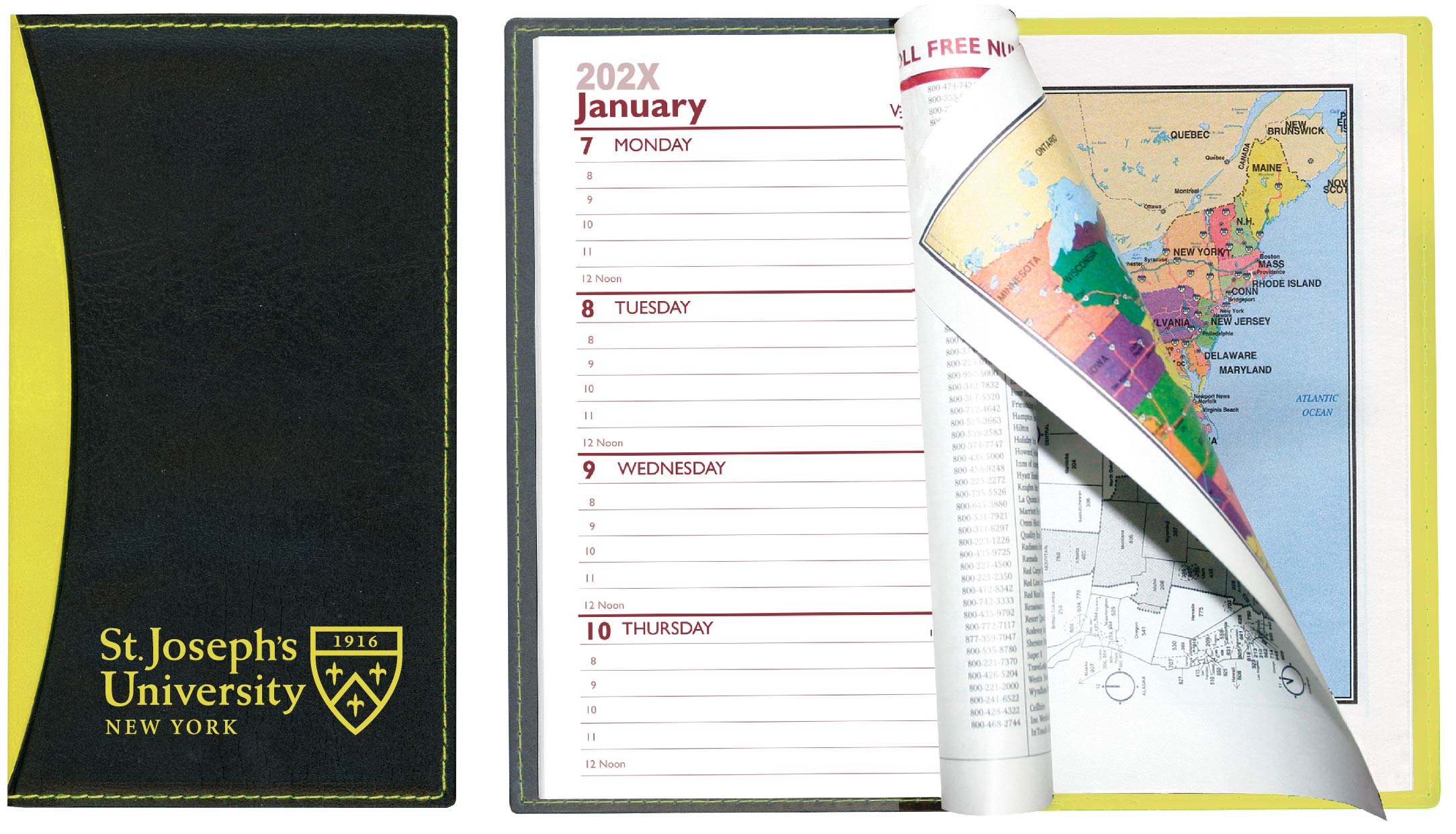 Soft Cover 2 Tone Vinyl Geneva Series Weekly Planner w/ Map / 1 Color 3