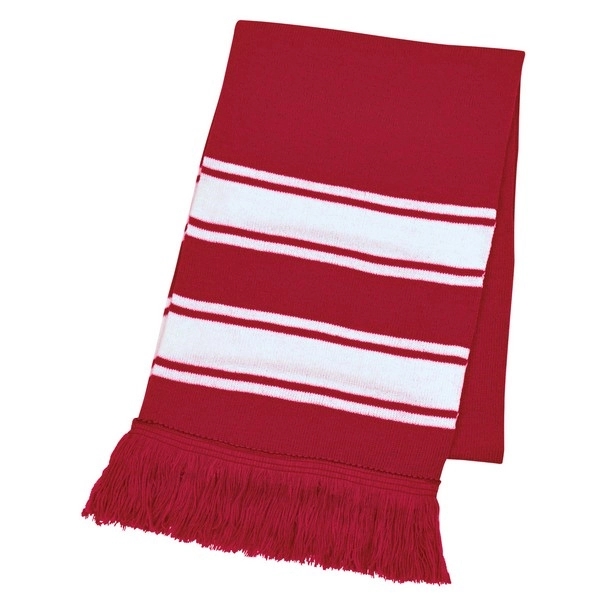 Two-Tone Knit Scarf with Fringe 7