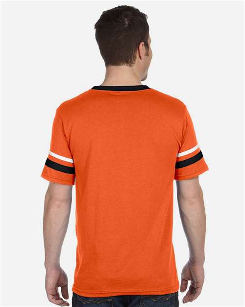 V-Neck Jersey with Striped Sleeves - 360 25