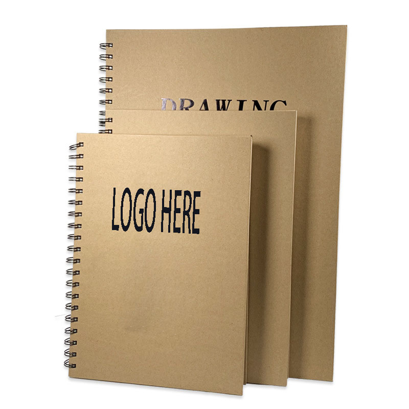 Sketchbook/Sketchpad w/ Spiral Bound Hard Kraft Cover for Art Supplies--30 Sheets 160gsm 3