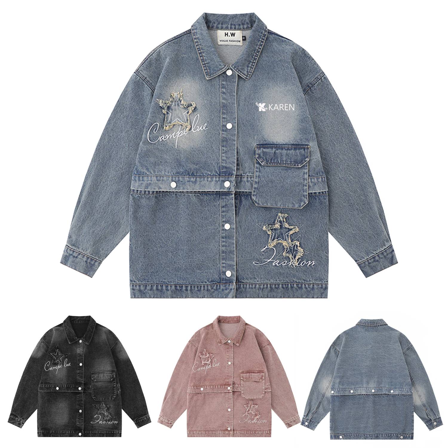Trendy Vintage Casual Denim Comfortable shacket Jacket 1