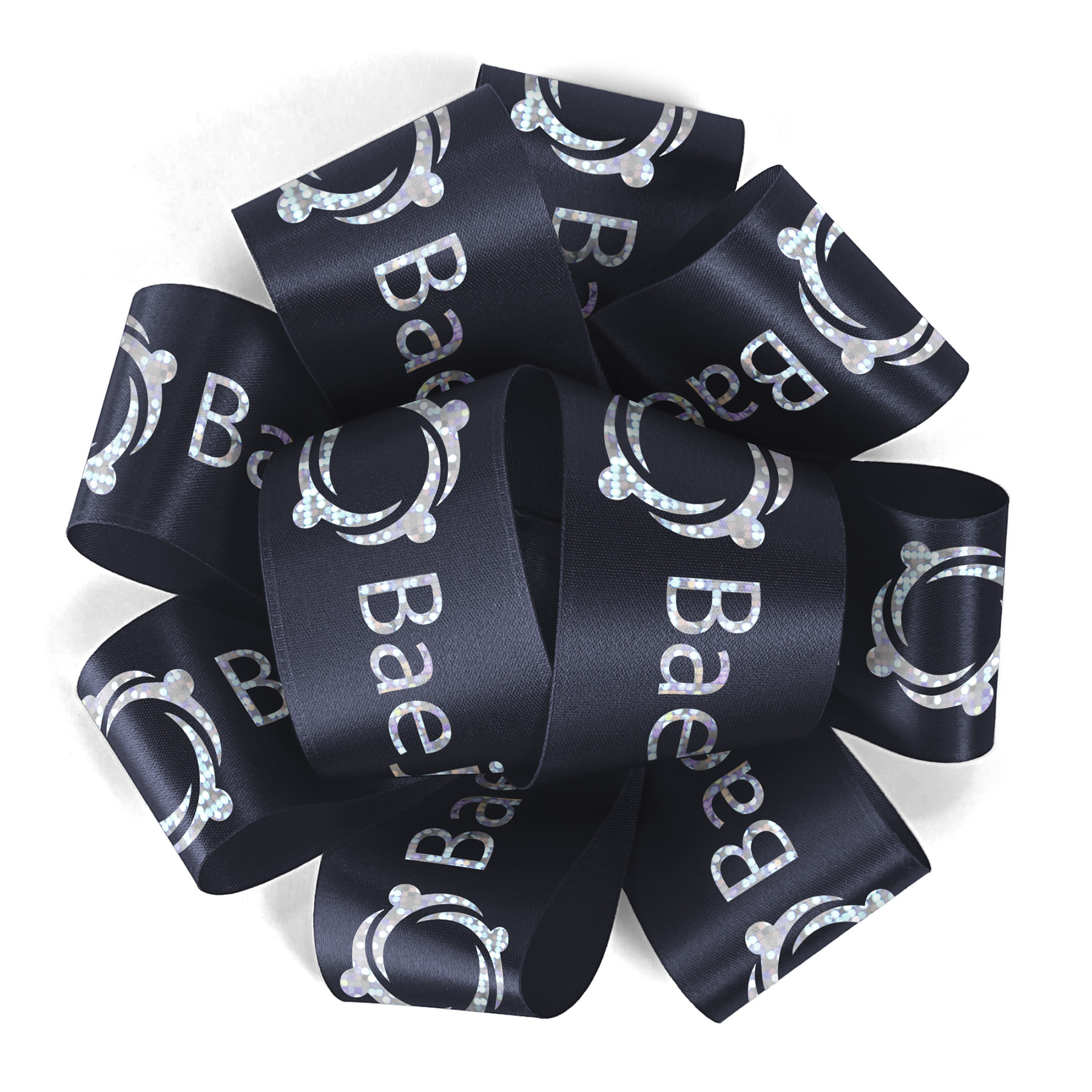1 1/2" Badge Satin Bow - Foil Print 12