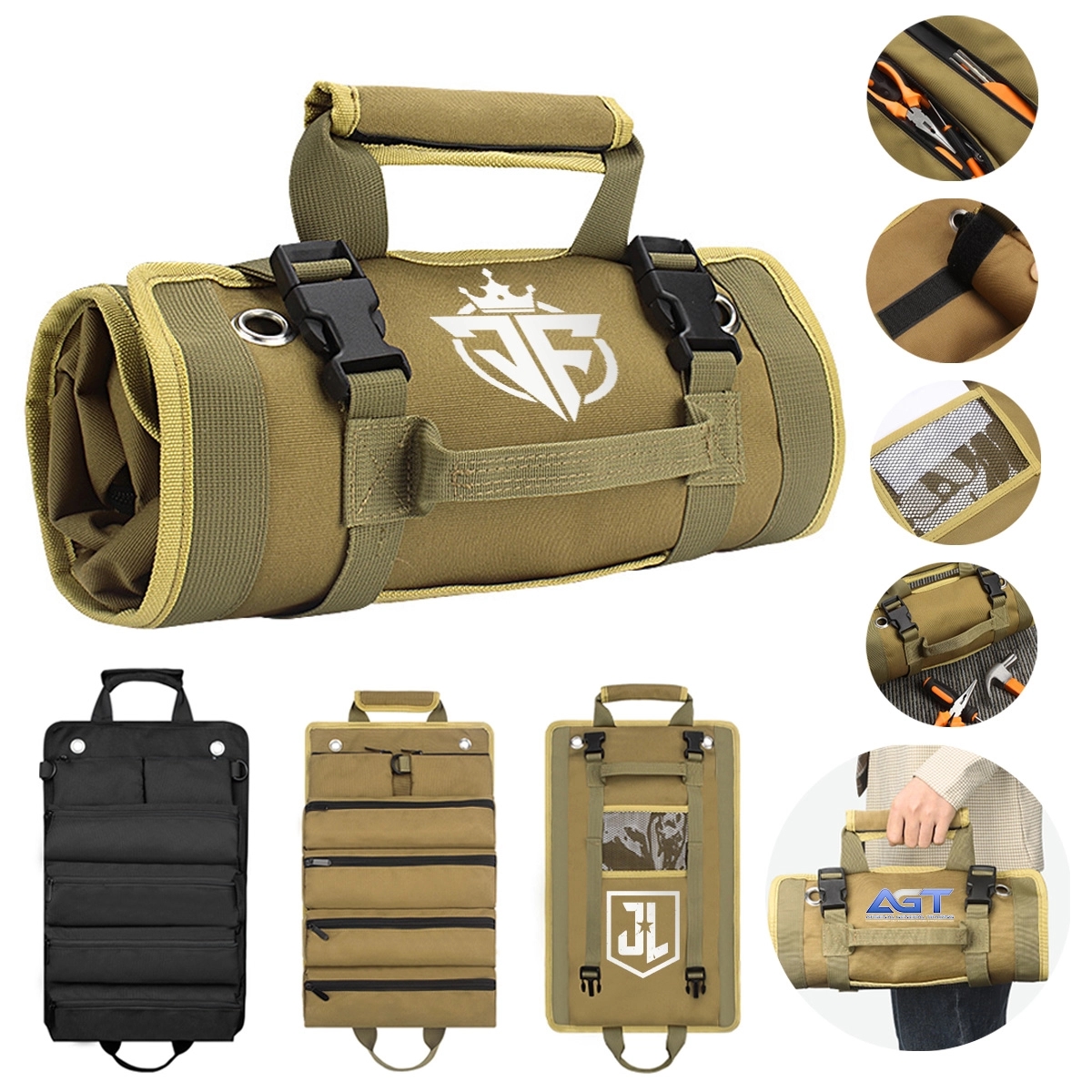 Heavy Duty Roll Up Tool Bag Organizer with 6 Tool Pouches 3