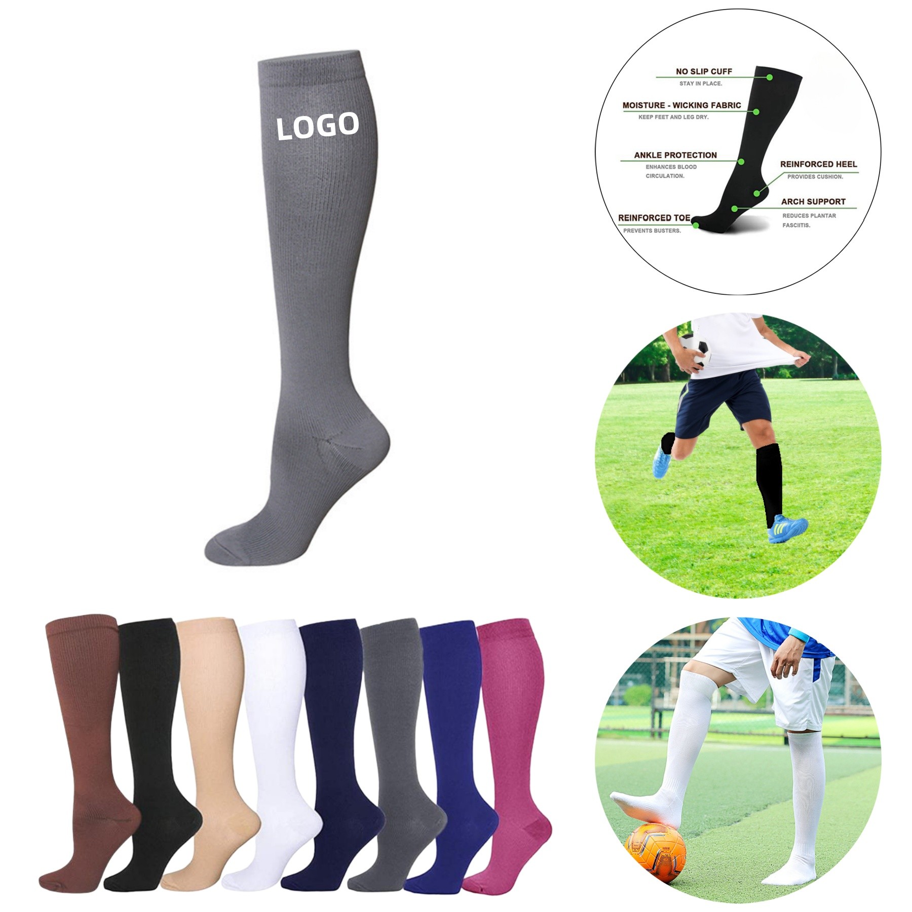 Plain Football Calf Sock