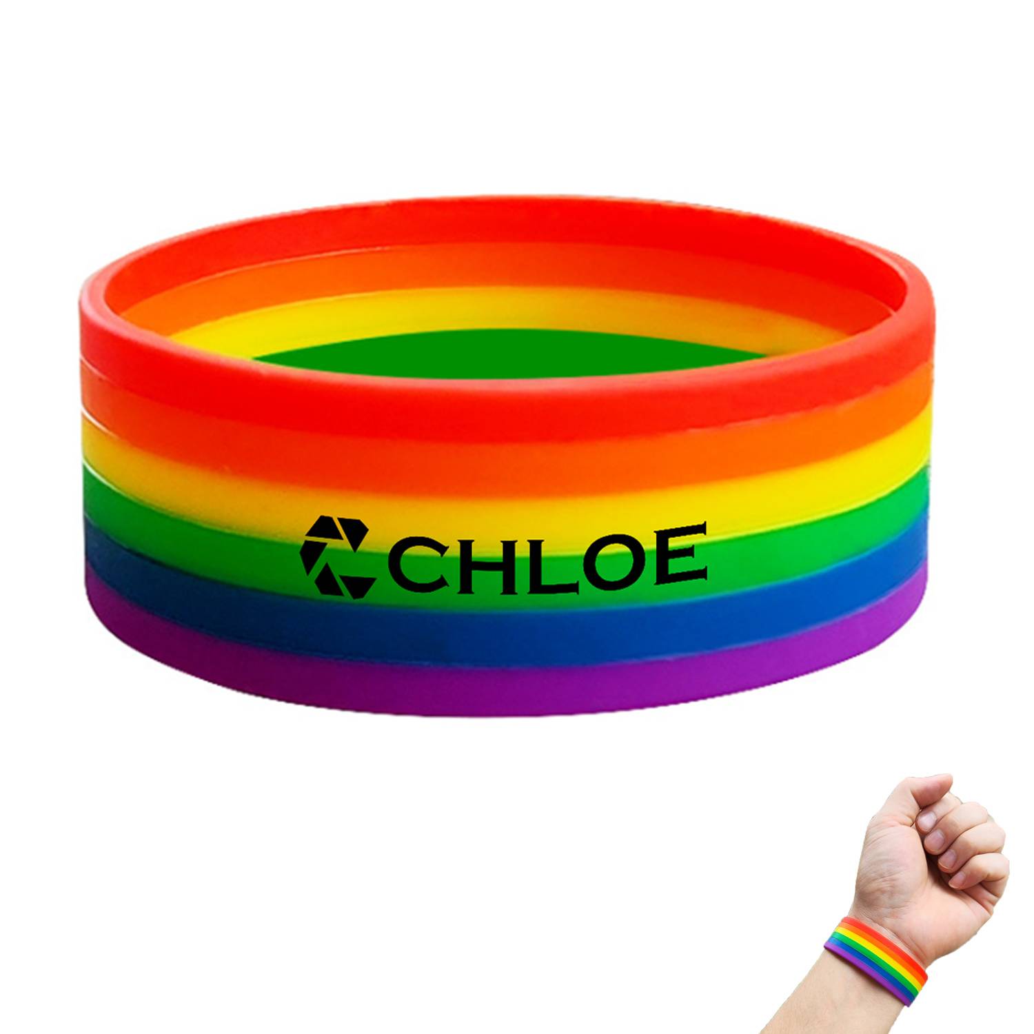 Widened Six-Layer Silicone Rainbow Bracelet