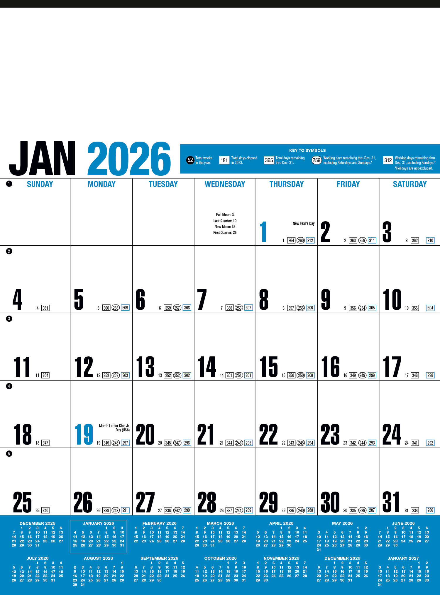 HotLine® Products Yearly Record® Blue Calendar