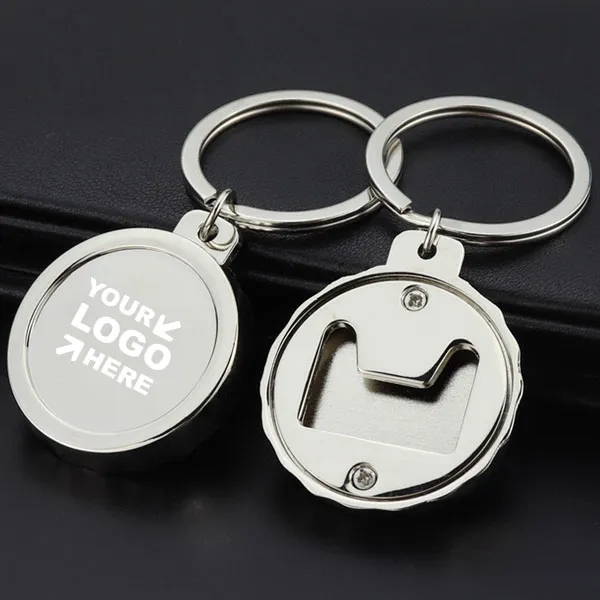 Metal Round Beer Bottle Cap Opener with Keychain 3
