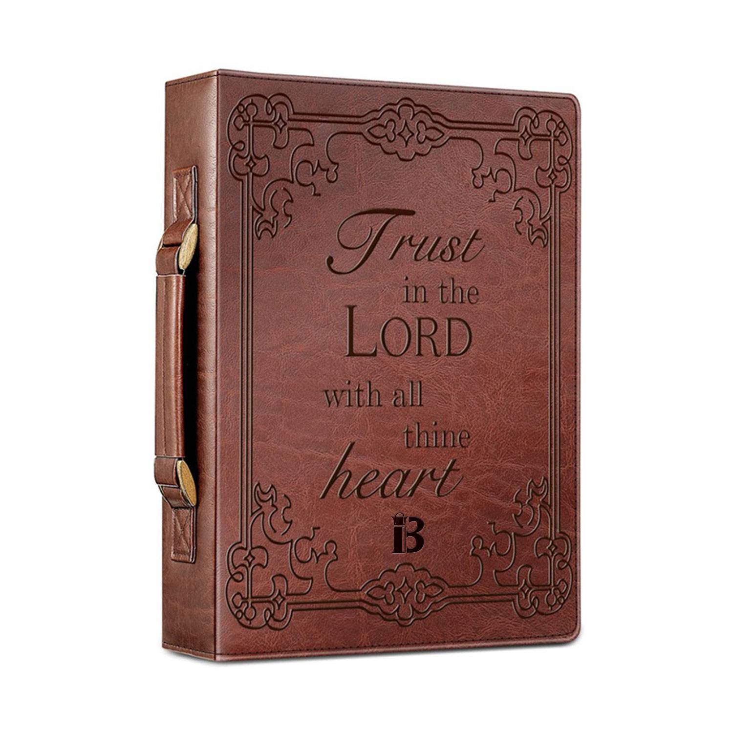PU Leather Book Cover Carrying Case Bible Bag w/ Handle