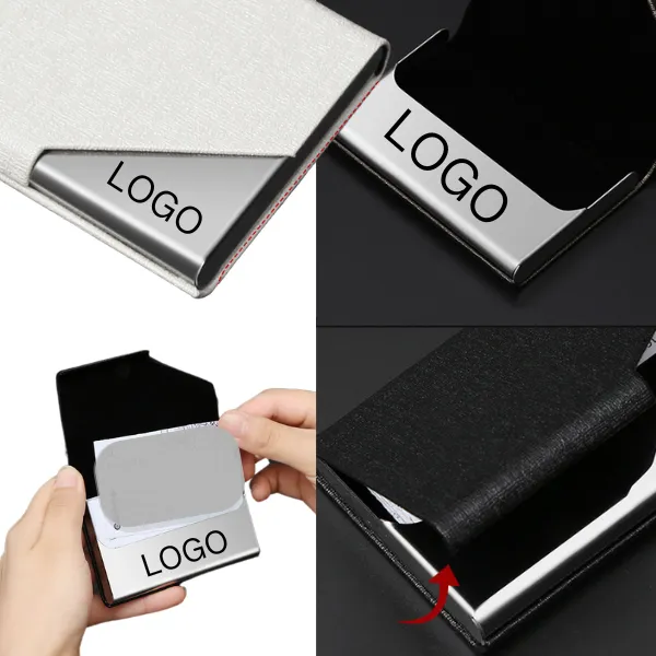 PU Leather Flap Magnetic Business Card Holder 3
