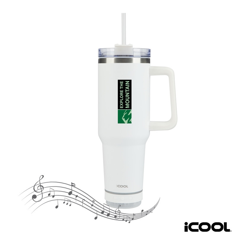 iCOOL® Borrego 40 oz. Double Wall, Stainless Steel Travel Mug with Speaker 10