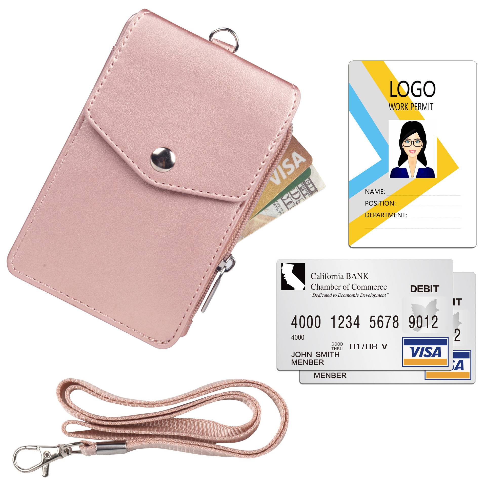 Neck Wallet Set with Flap Top and Five Pockets 4