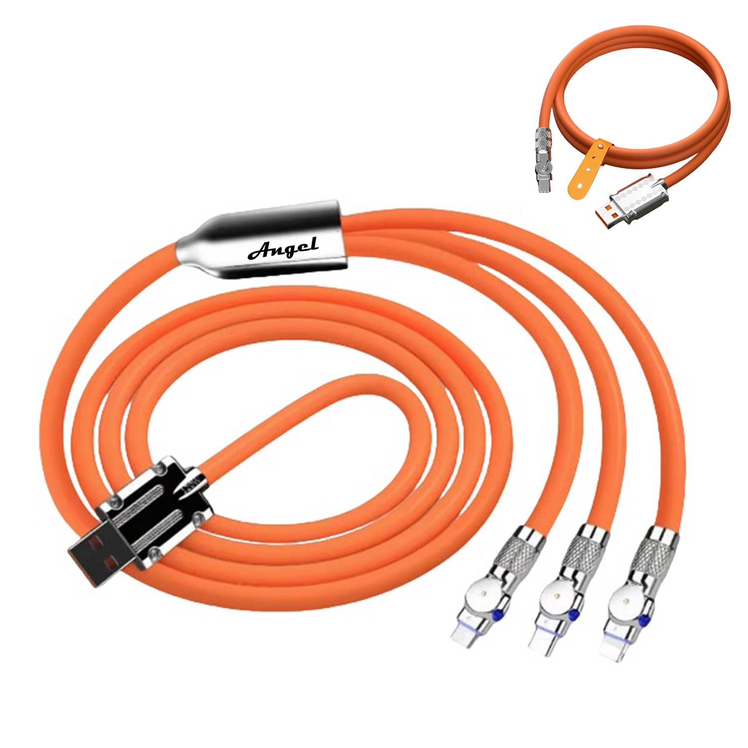 120W Silicone 3-in-1 Charging Cable – USB-C Fast Charge
