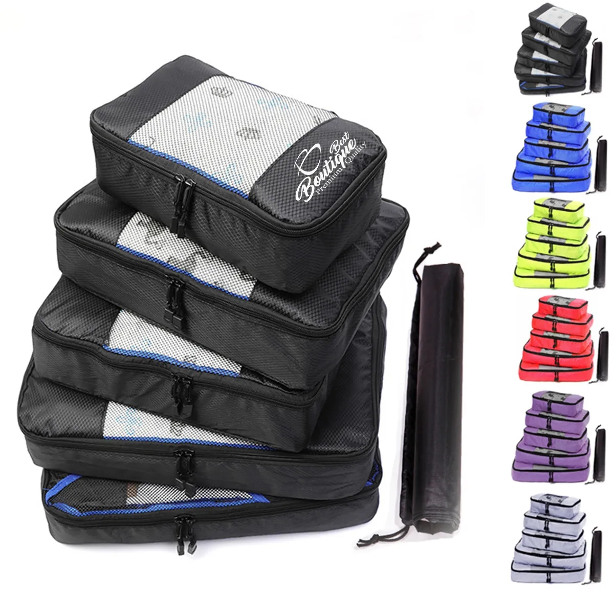 6Pc Packing Cube Zipper Compression Pouch Travel Storage Bag 2