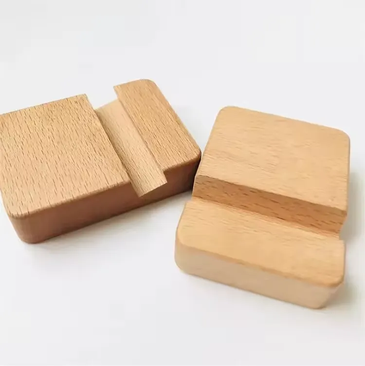 Bamboo Block Phone Stand 3
