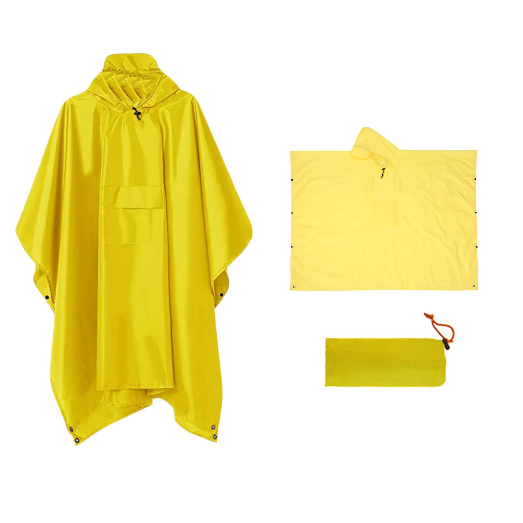 Hooded Rain Poncho With Pocket 9