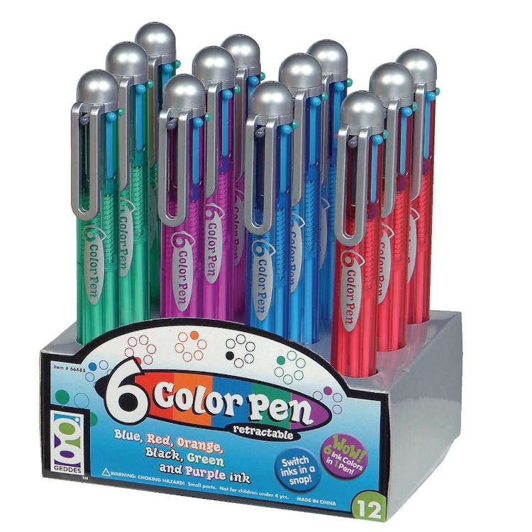 6-Color Retractable Pens 12 Pack 1