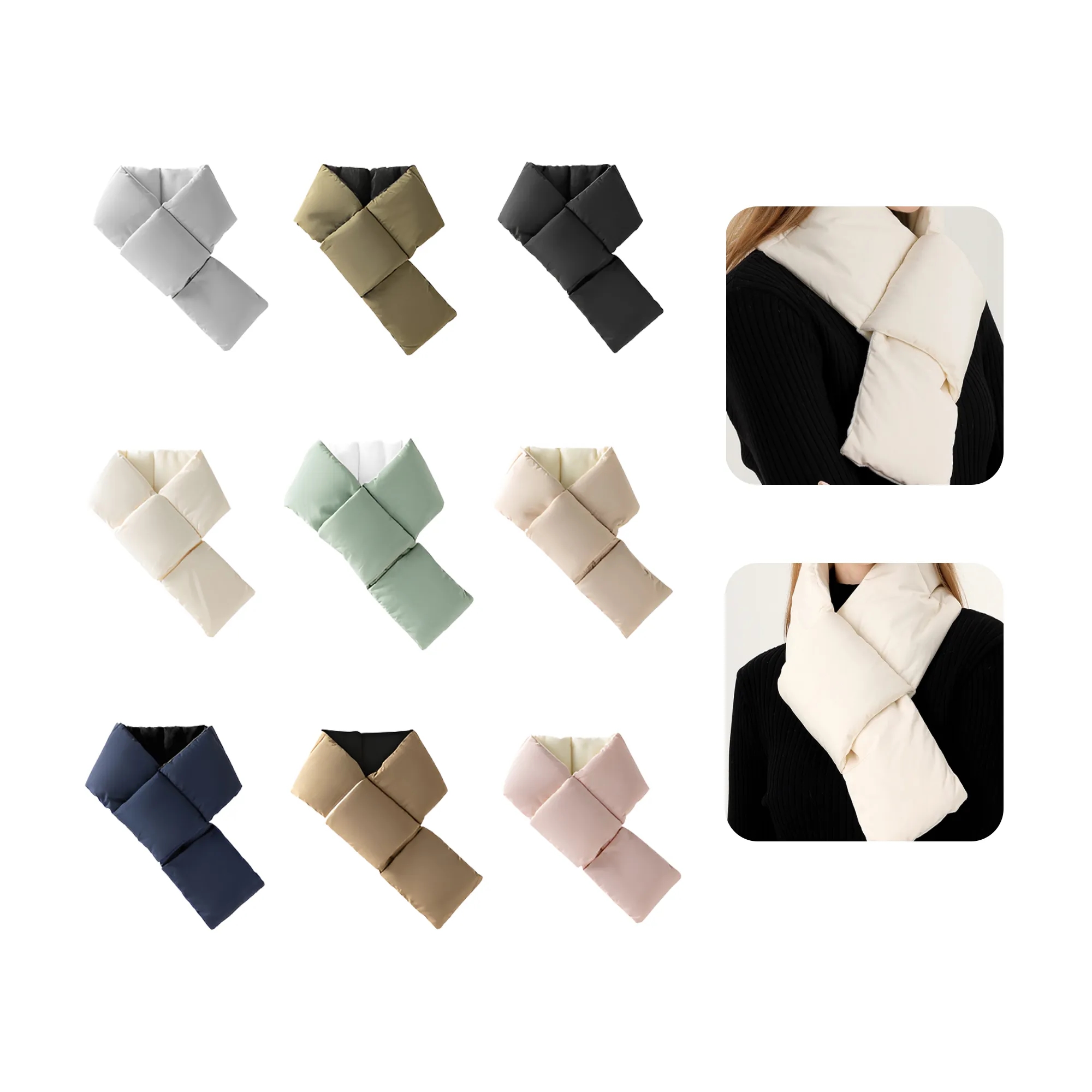 MOQ 50 PCS Puffer Winter Scarf 3