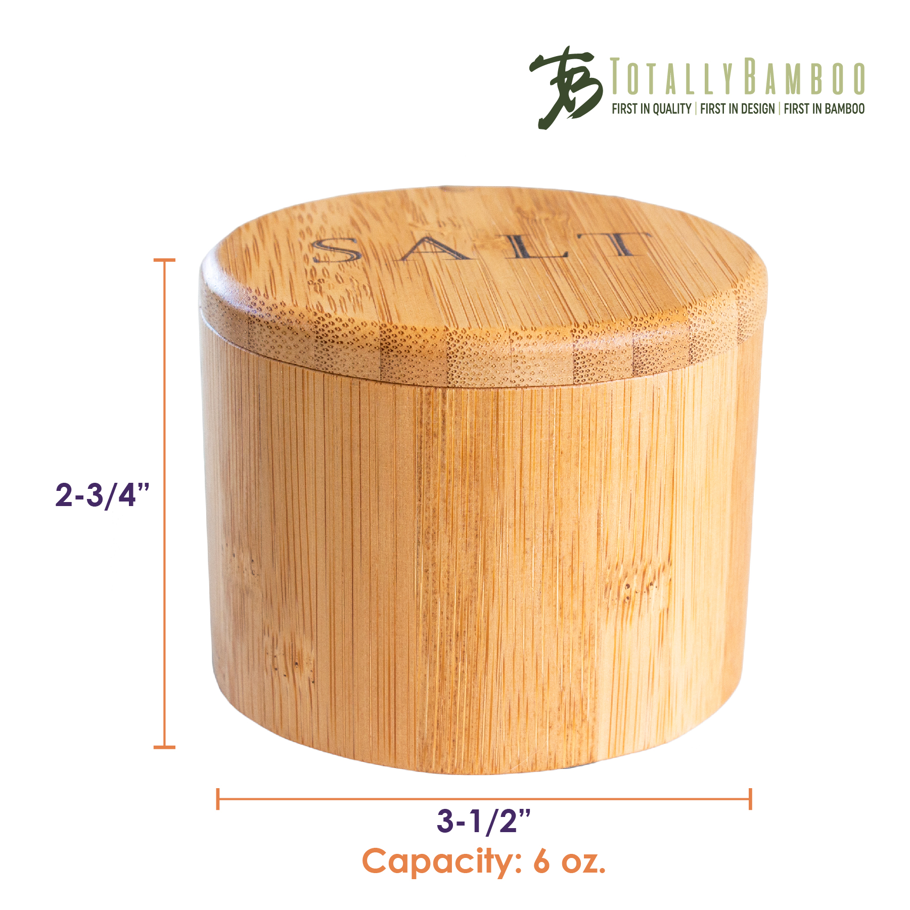Salt Box with Magnetic Swivel Lid, "Salt" Engraving on Lid 1