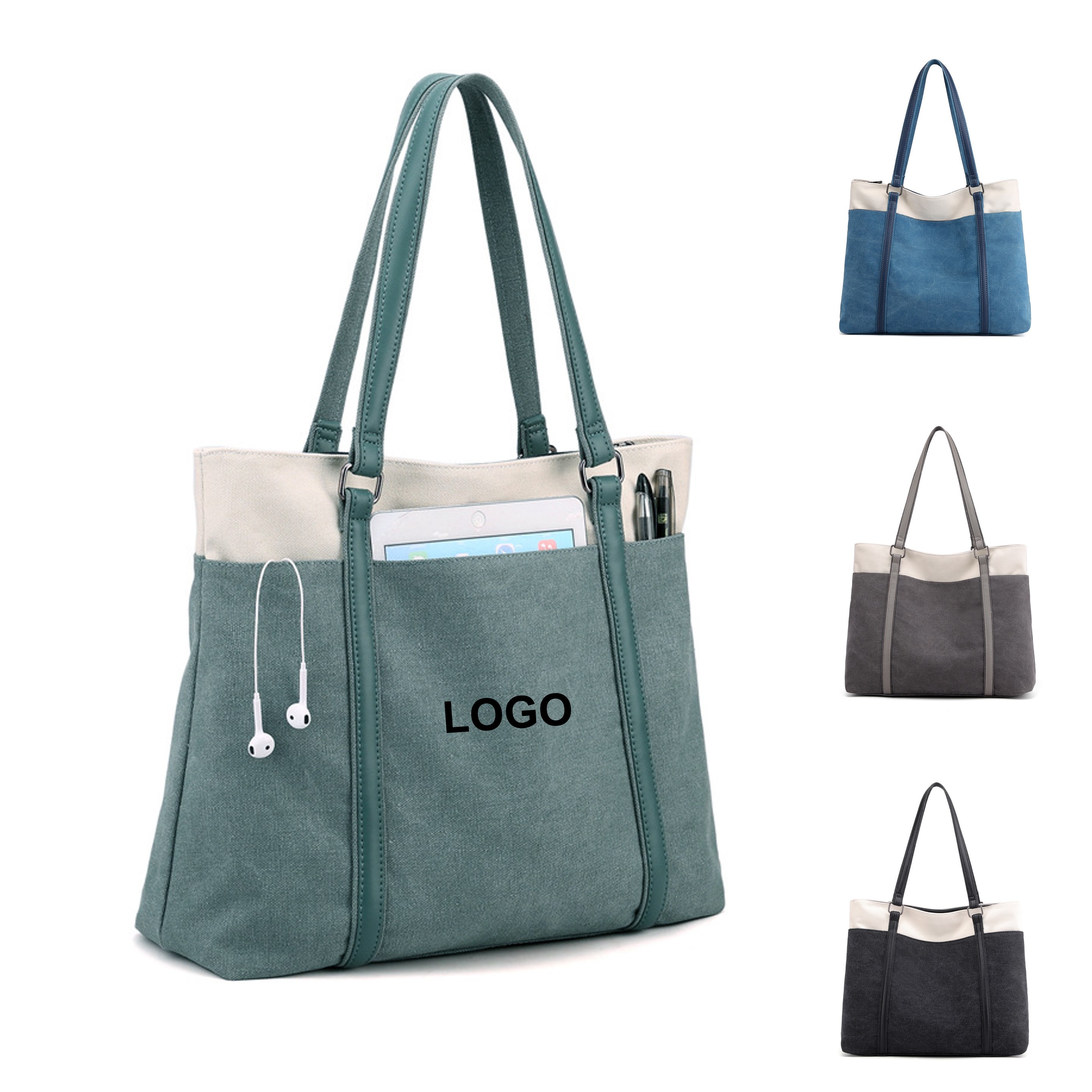 Two Tone Canvas Tote Bag (direct import), custom tote bag with logo imprint 3