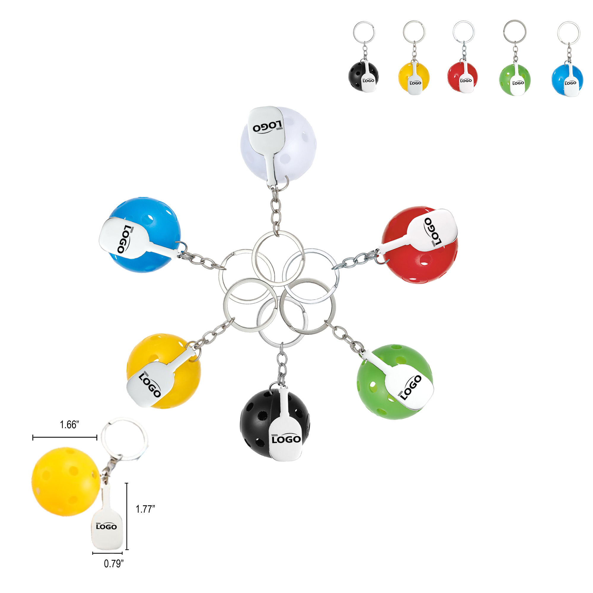 Pickleball Shape Bag Clip Keychain MOQ50 2