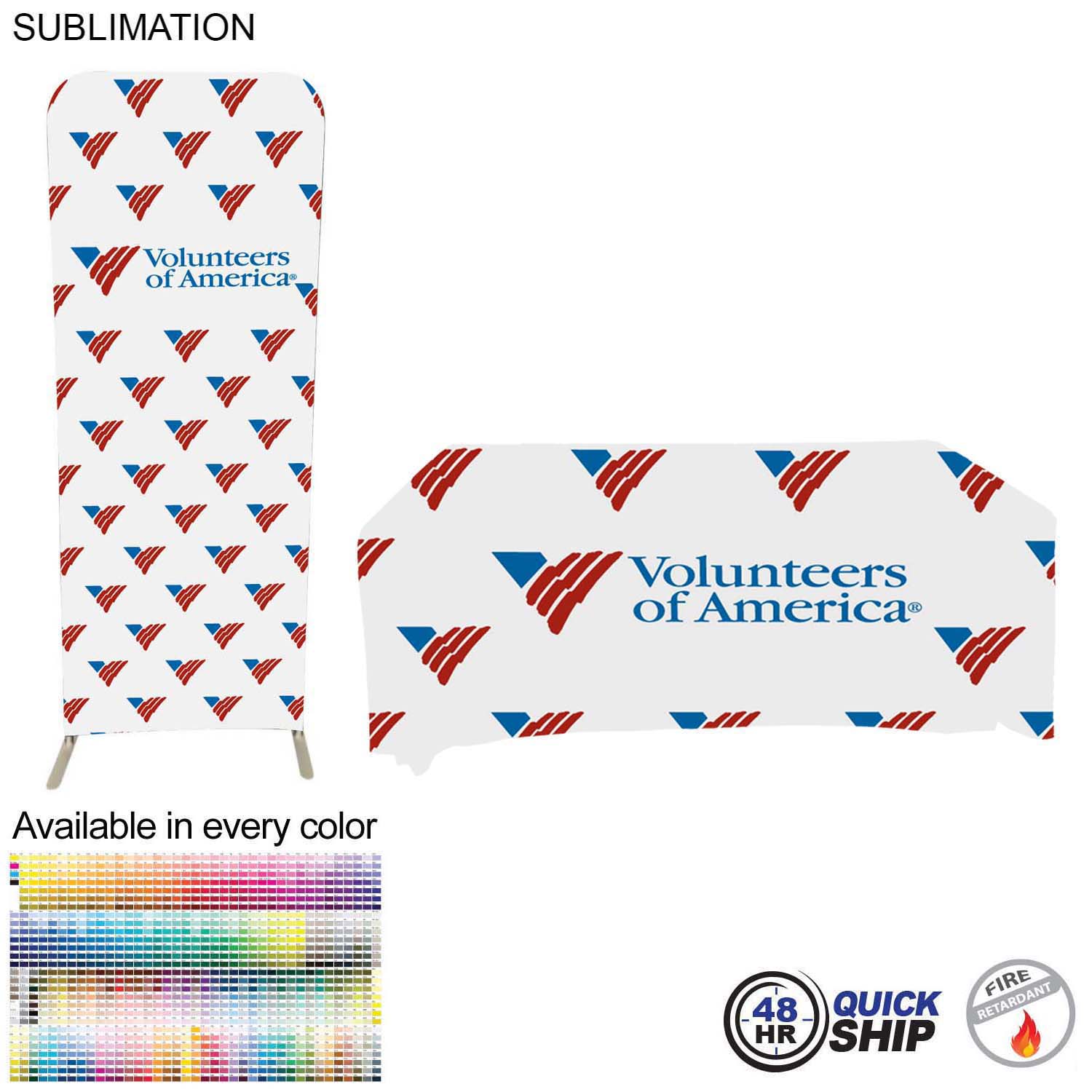 48Hr Quick Ship - Tradeshow Booth Package, 2' EuroFit Tension Fabric Display + PREMIUM 6' Tablecloth 13