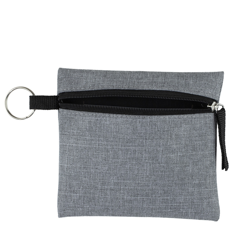 4-1/2" W x 4-1/2" H "CAPRI" Heathered Gray Zipper Pouch 2
