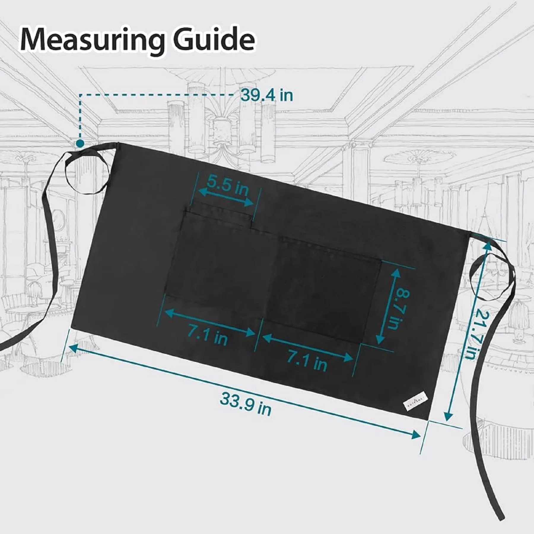 Server Apron with 3 Pockets 6