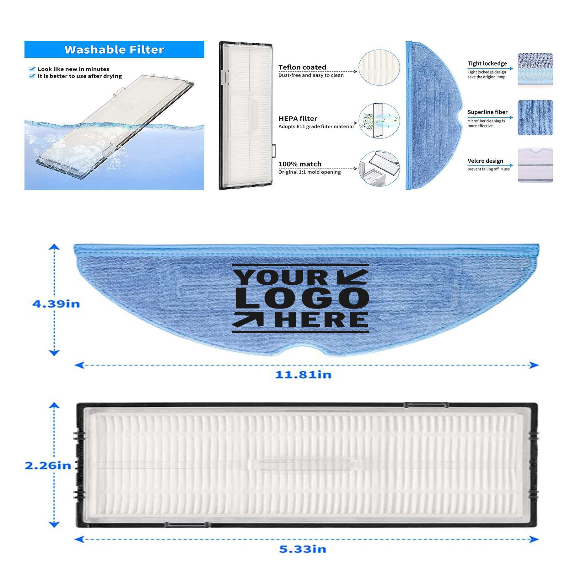 Vacuum Mop Cloth Pads and Vacuum Filters Replacement kit 2