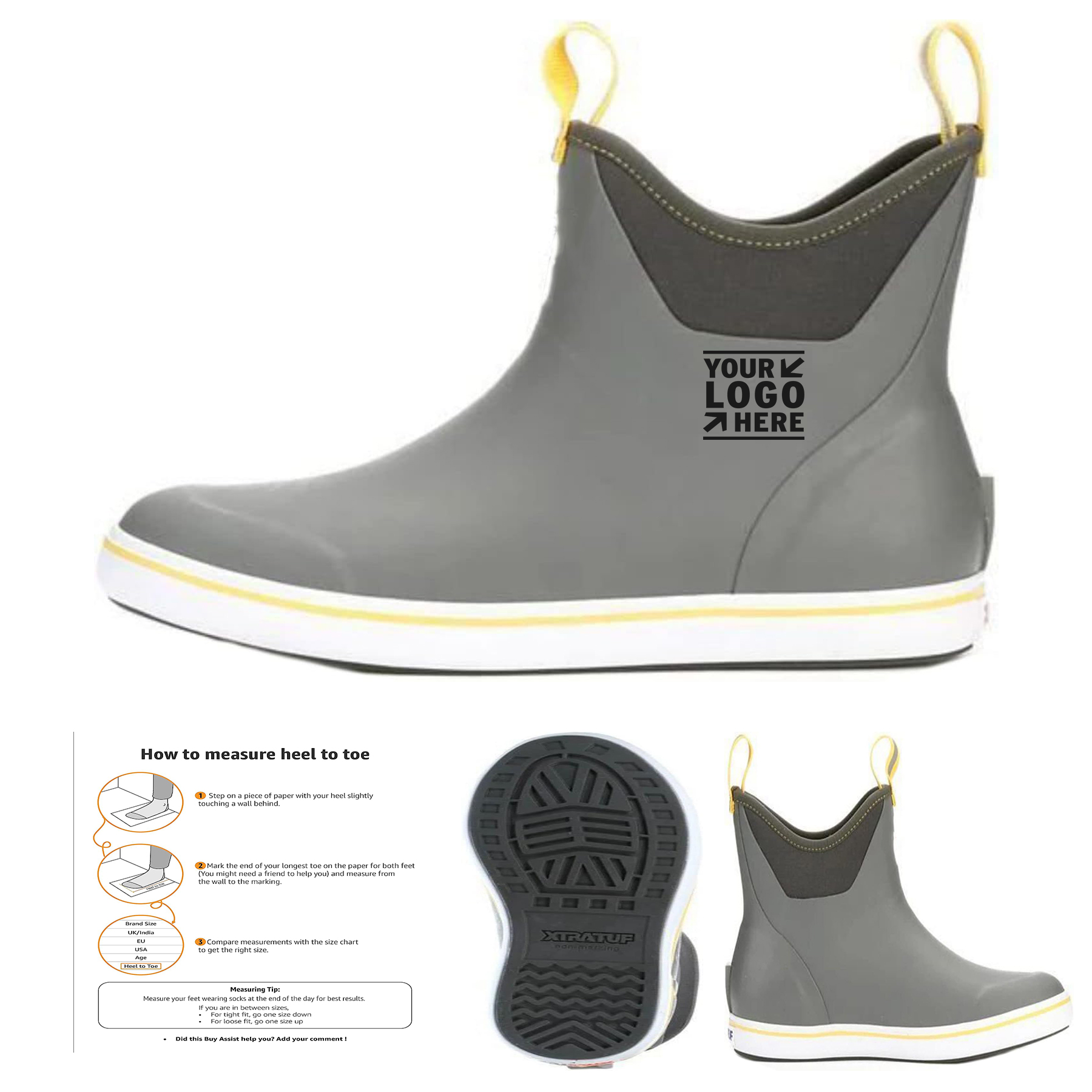 Rubber Chevron Pull Tabs Ankle Deck Boots
