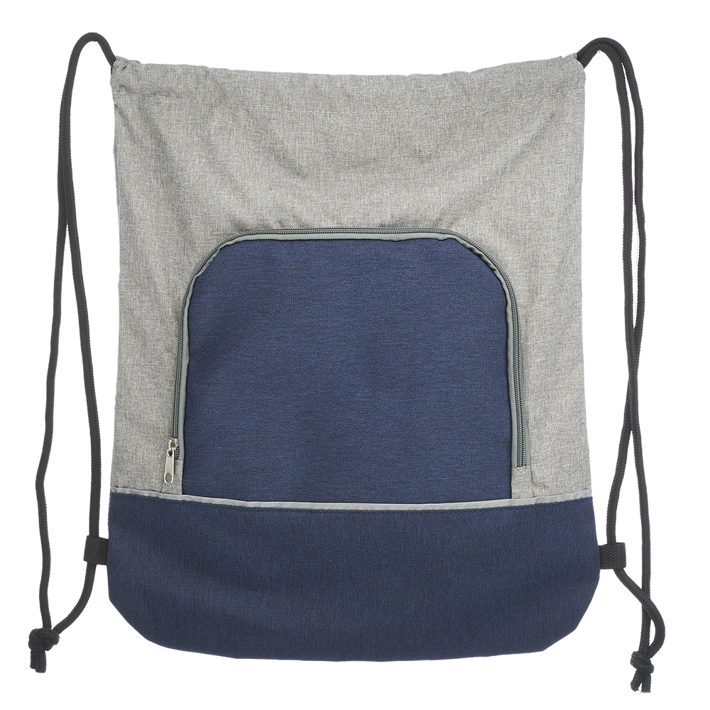 Two Tone Polyester Drawstring Backpack with Reflective Strip 5