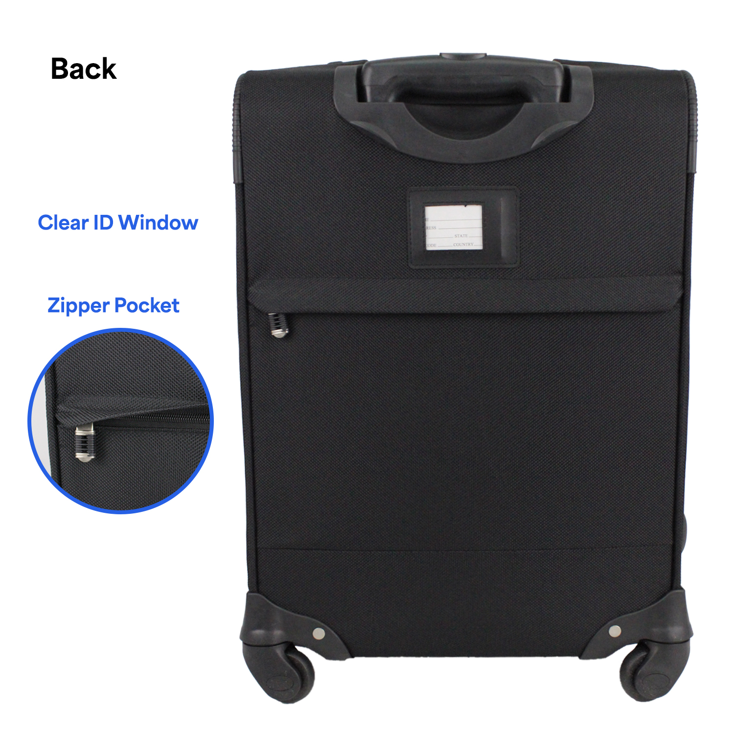 Expandable Carry-On Luggage w/ 360 Swivel Wheels