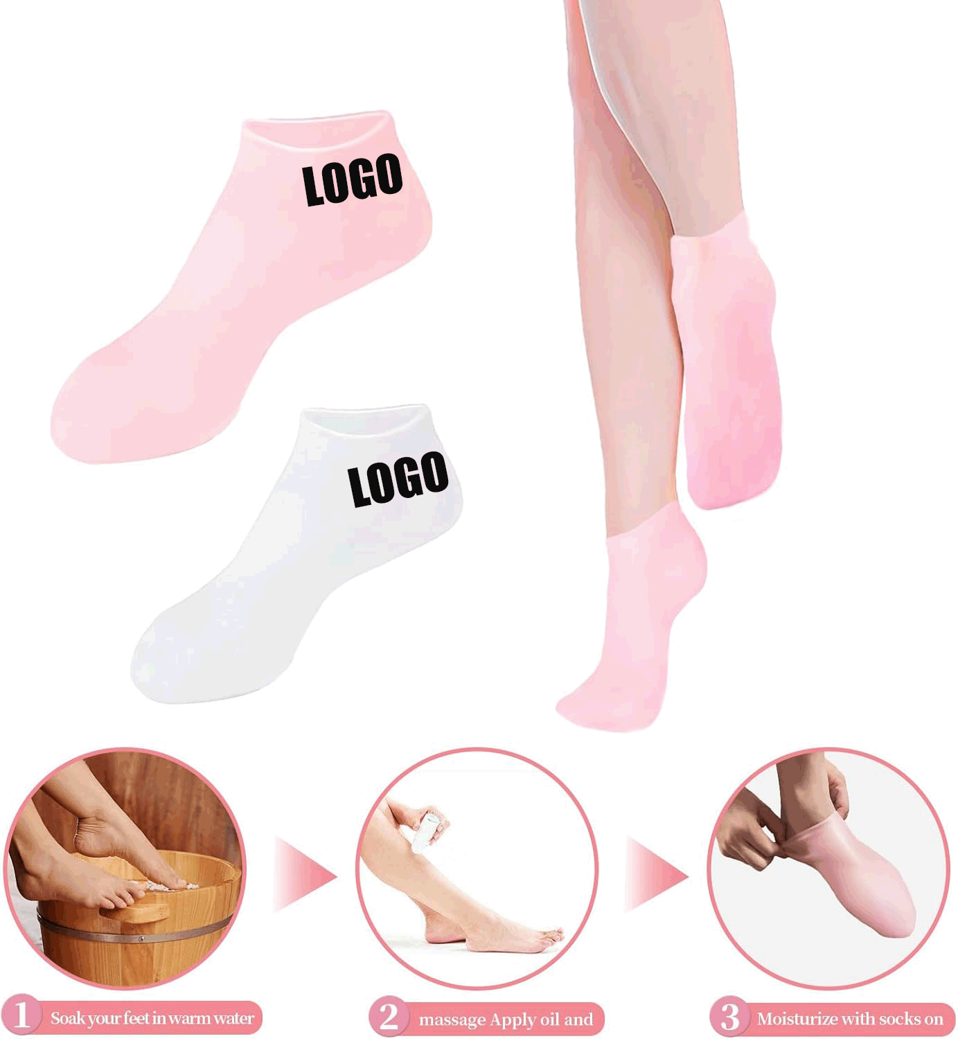 Silicone Socks for Women/Moisturizing Foot Socks/Women's Spa Pedicure Socks 2