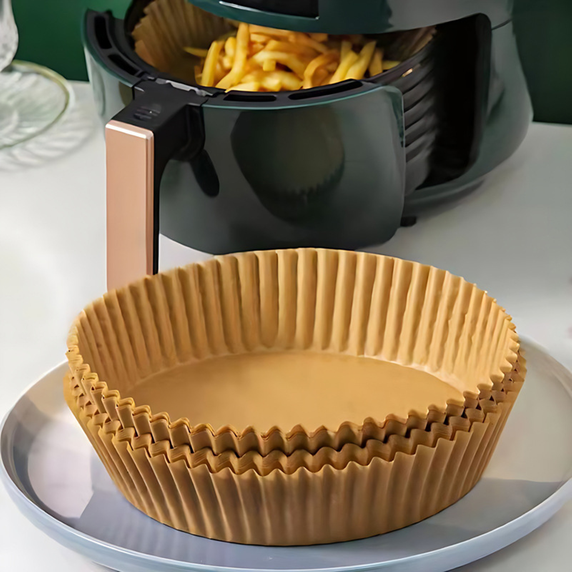 100 Pcs 6.3 Inch Air Fryer Paper Liners 2