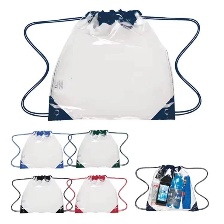 Clear Vinyl Drawstring Backpack Bag 1