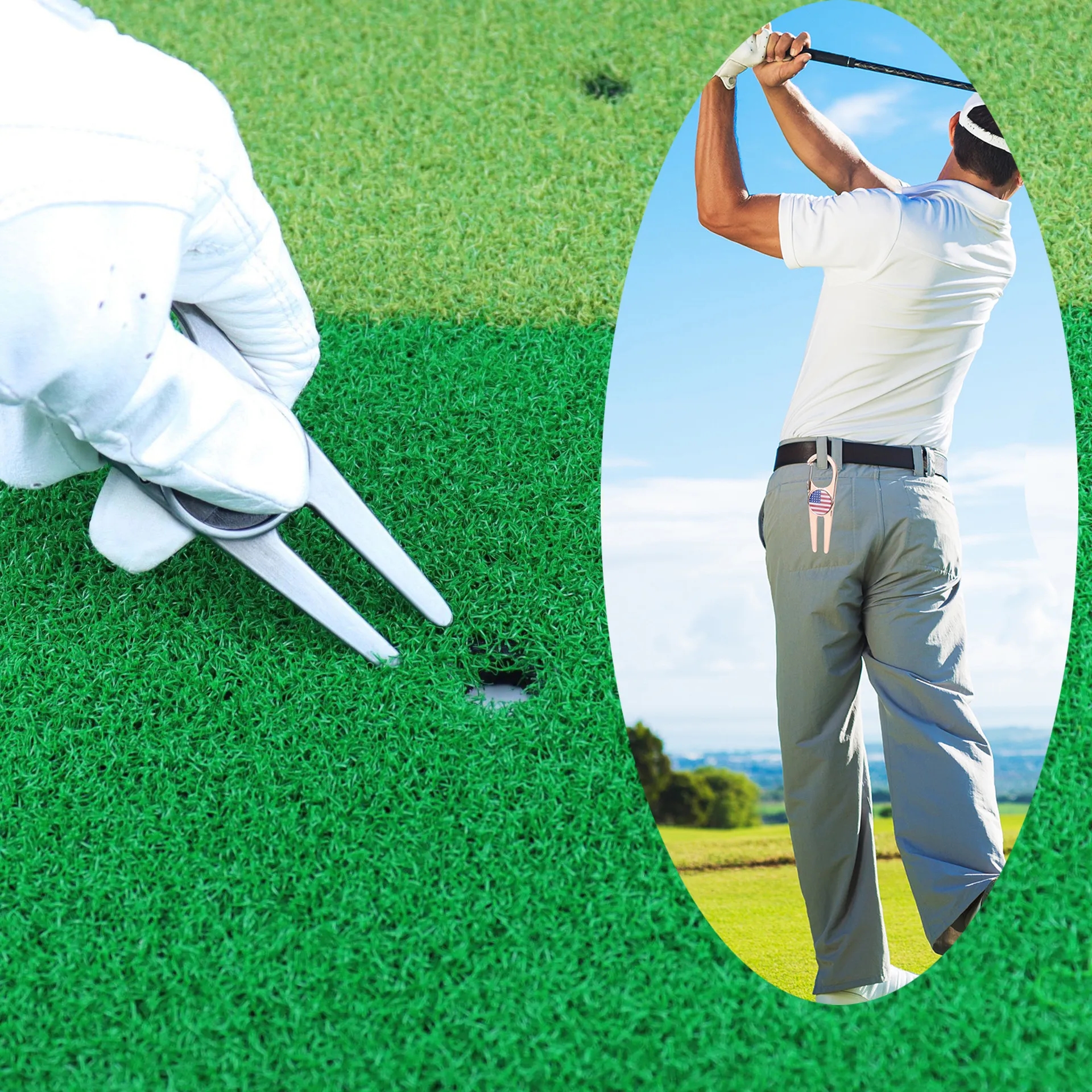 Metal Clip Divot Tool with Ball Marker 8