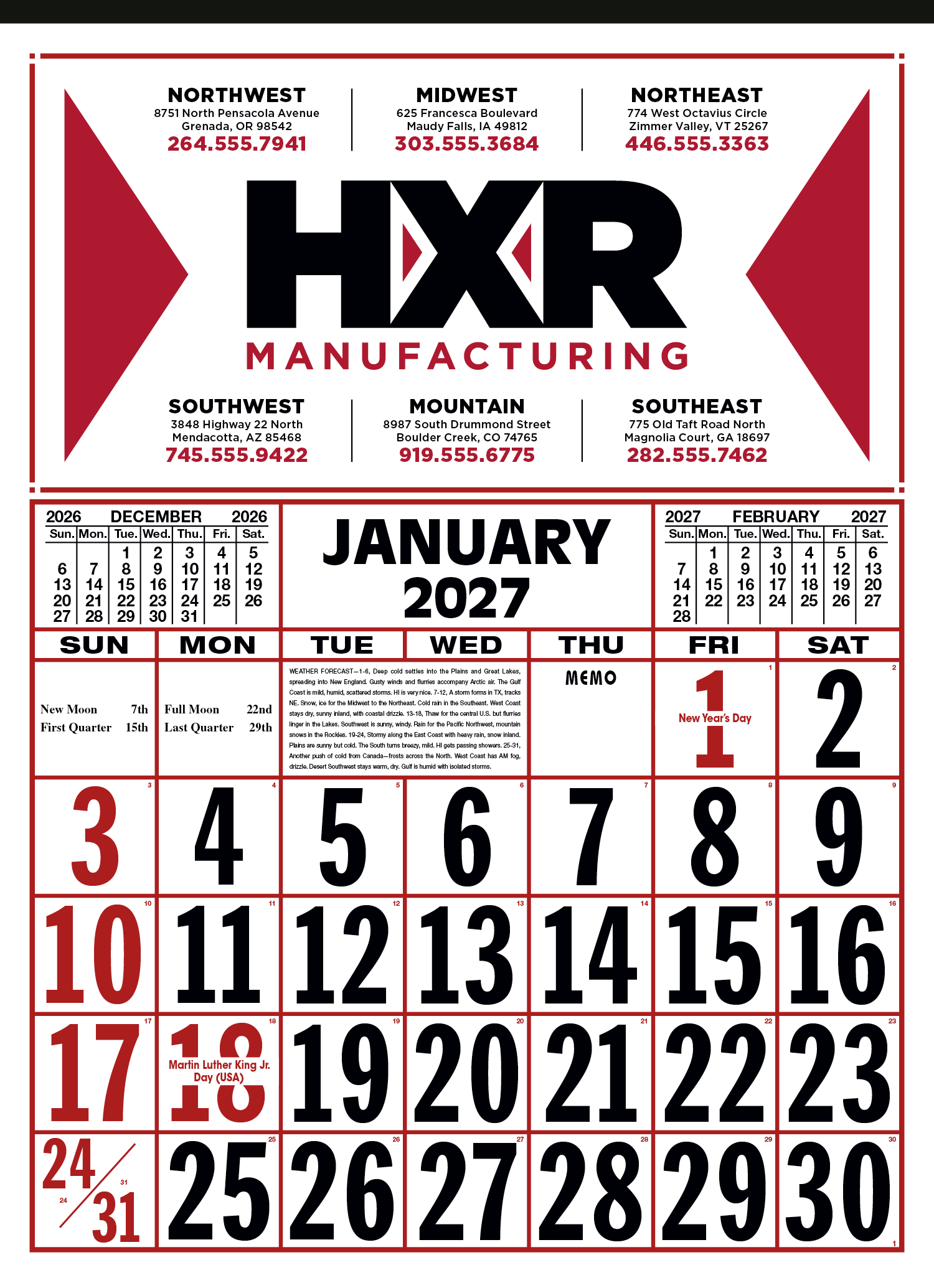 Skinner & Kennedy® Commercial 12-Sheet Calendar 41