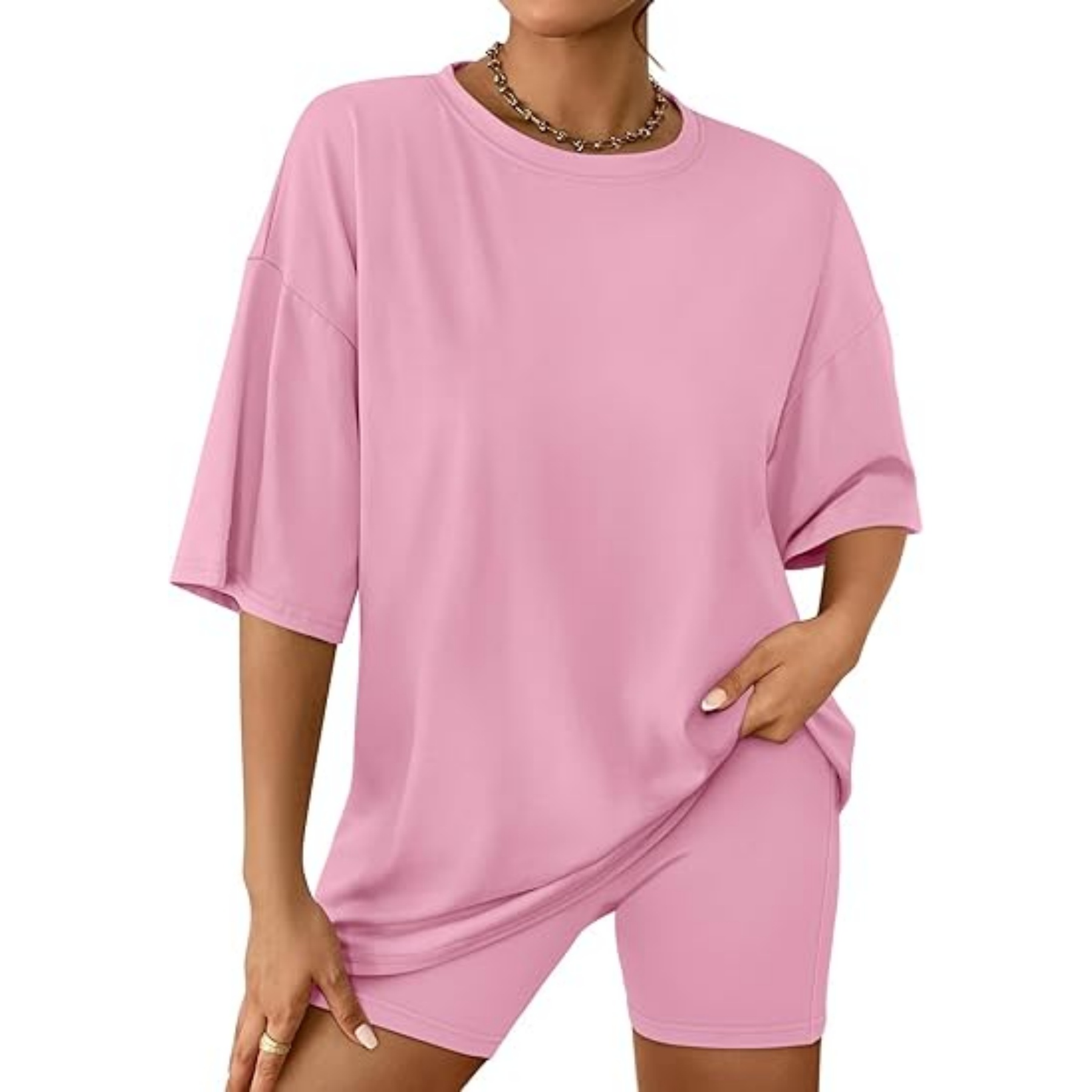 Womens Summer Oversized Tshirts Biker Shorts 3