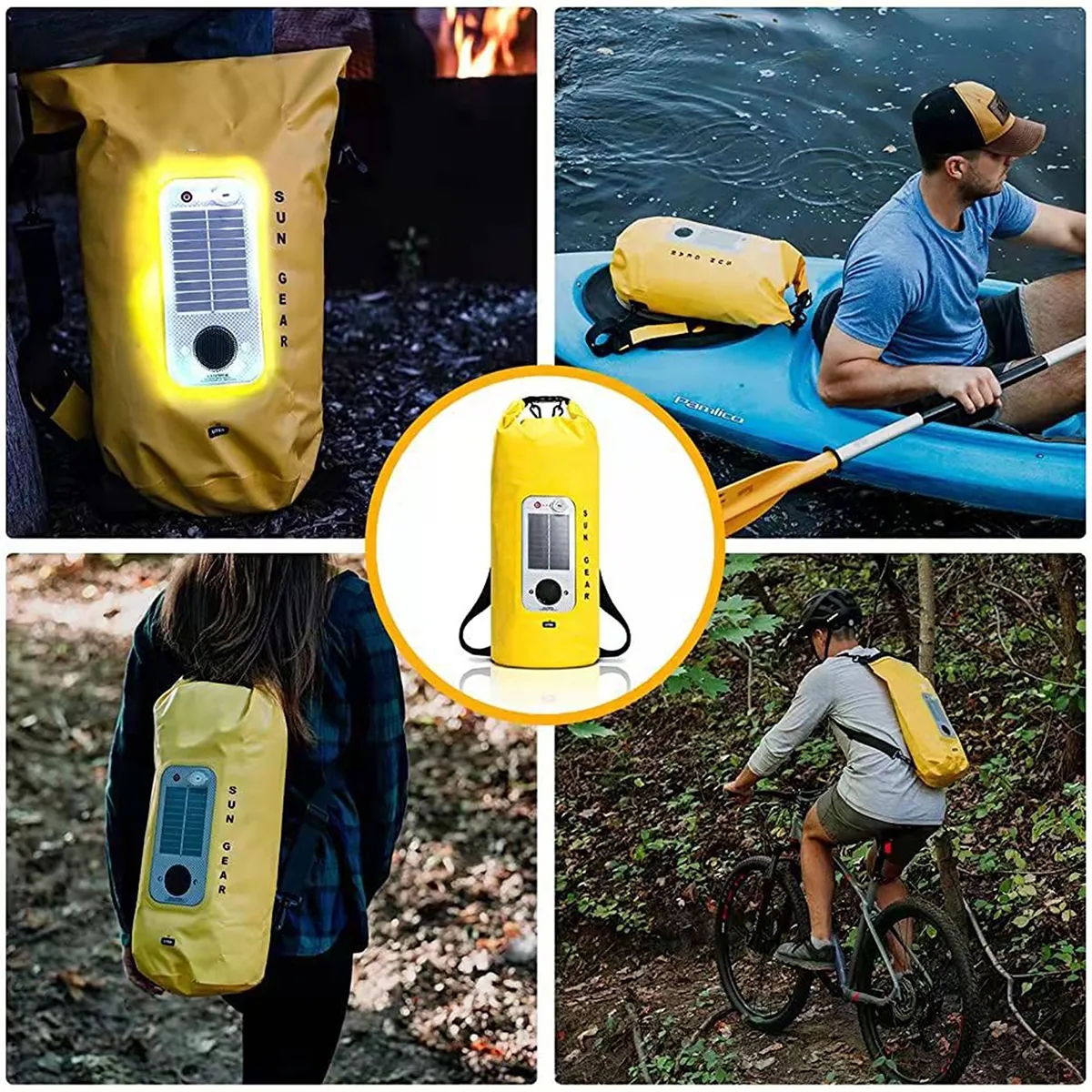 20 L Waterproof Roll Top Storage Dry Bag With Speaker LED 3