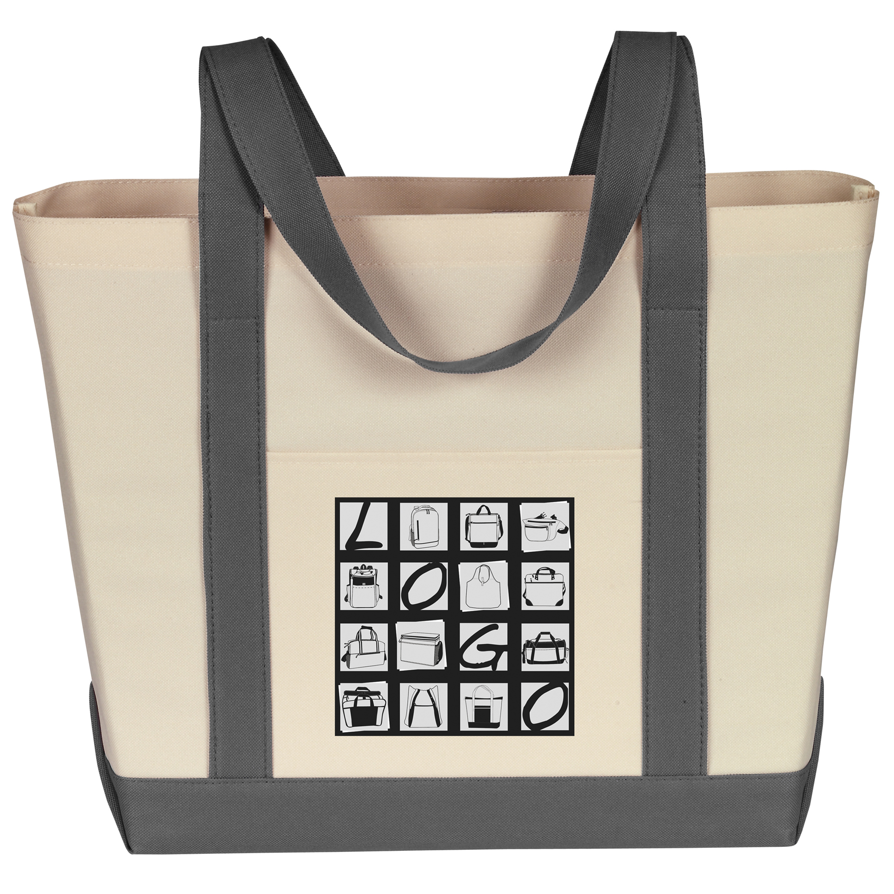 Two-Tone Boat Bag w/ Self Fabric Shoulder Handles 2