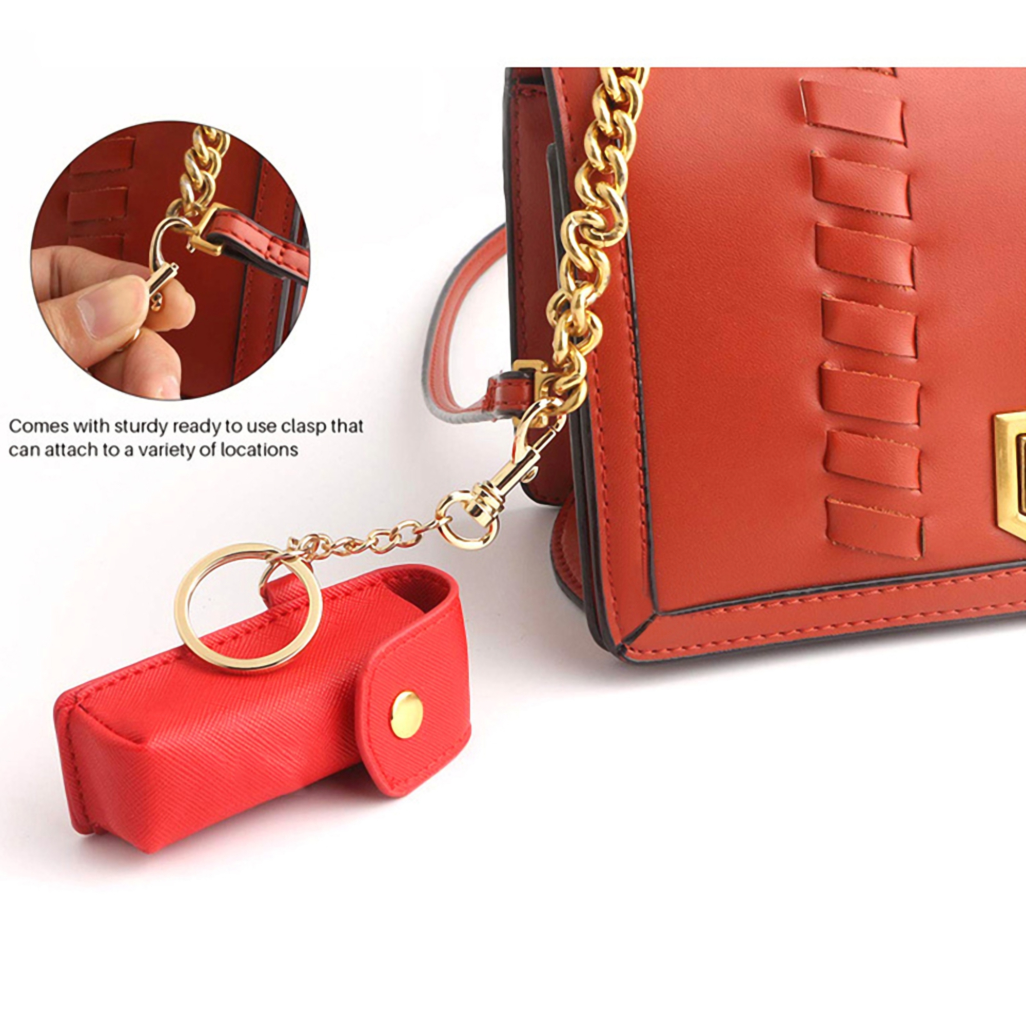 Keychain PU Leather Lipstick Holder 3