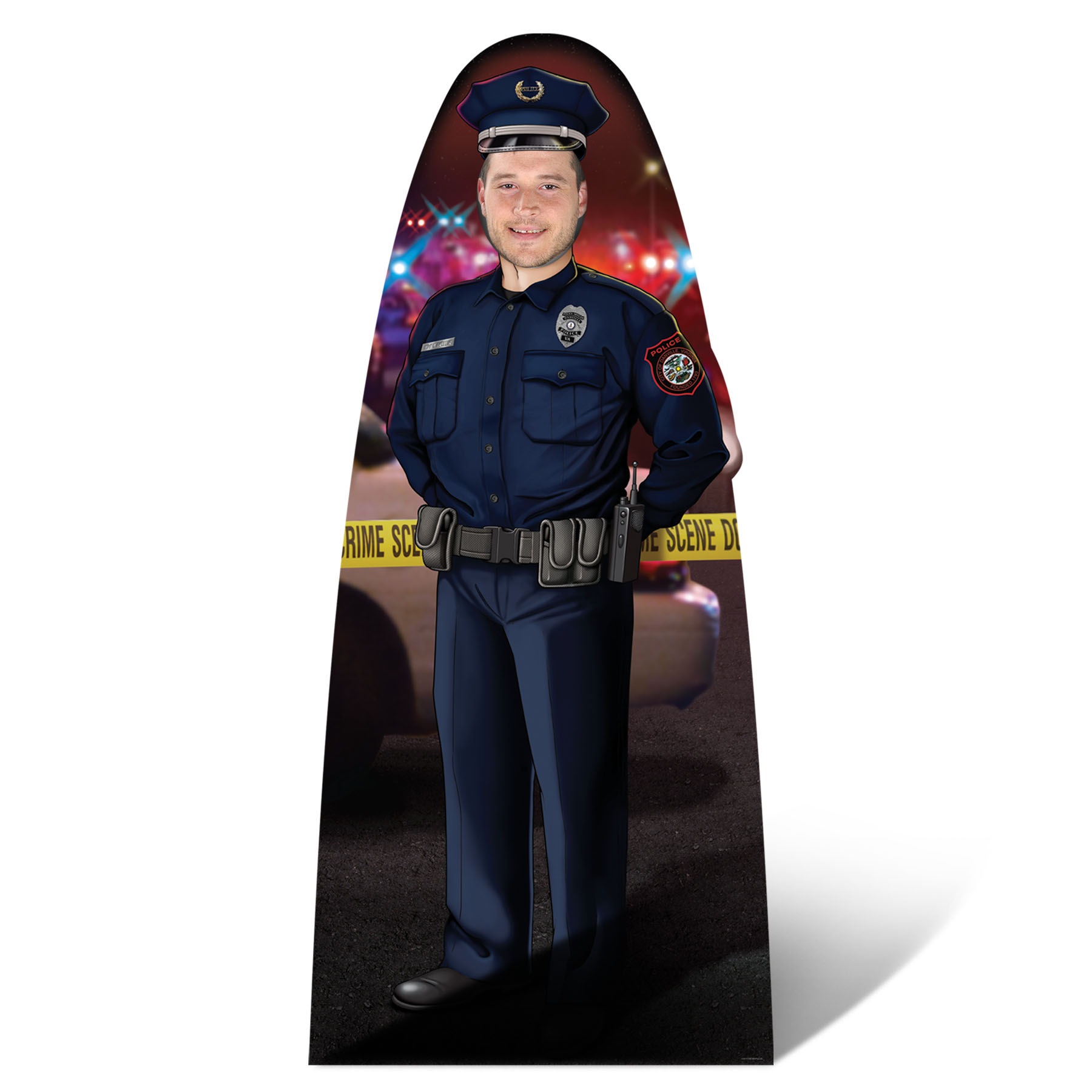 Custom Adult Size Male Police Officer Photo Prop 74" h x 33-1/2" w