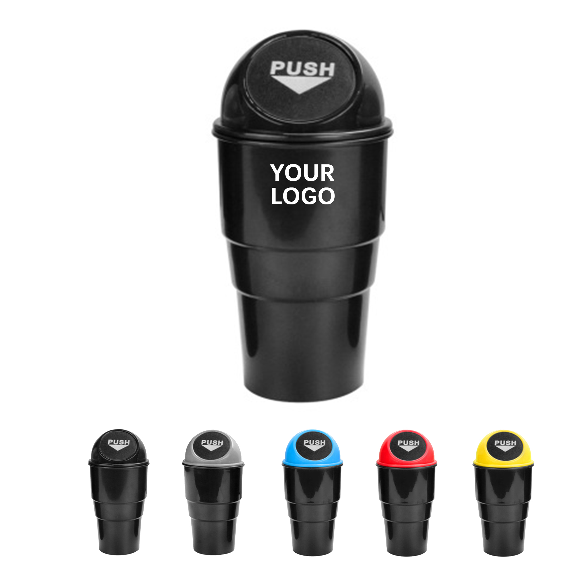 Plastic Car Trash Can With Swing Lid 3.3" Diameter x 8" H 3