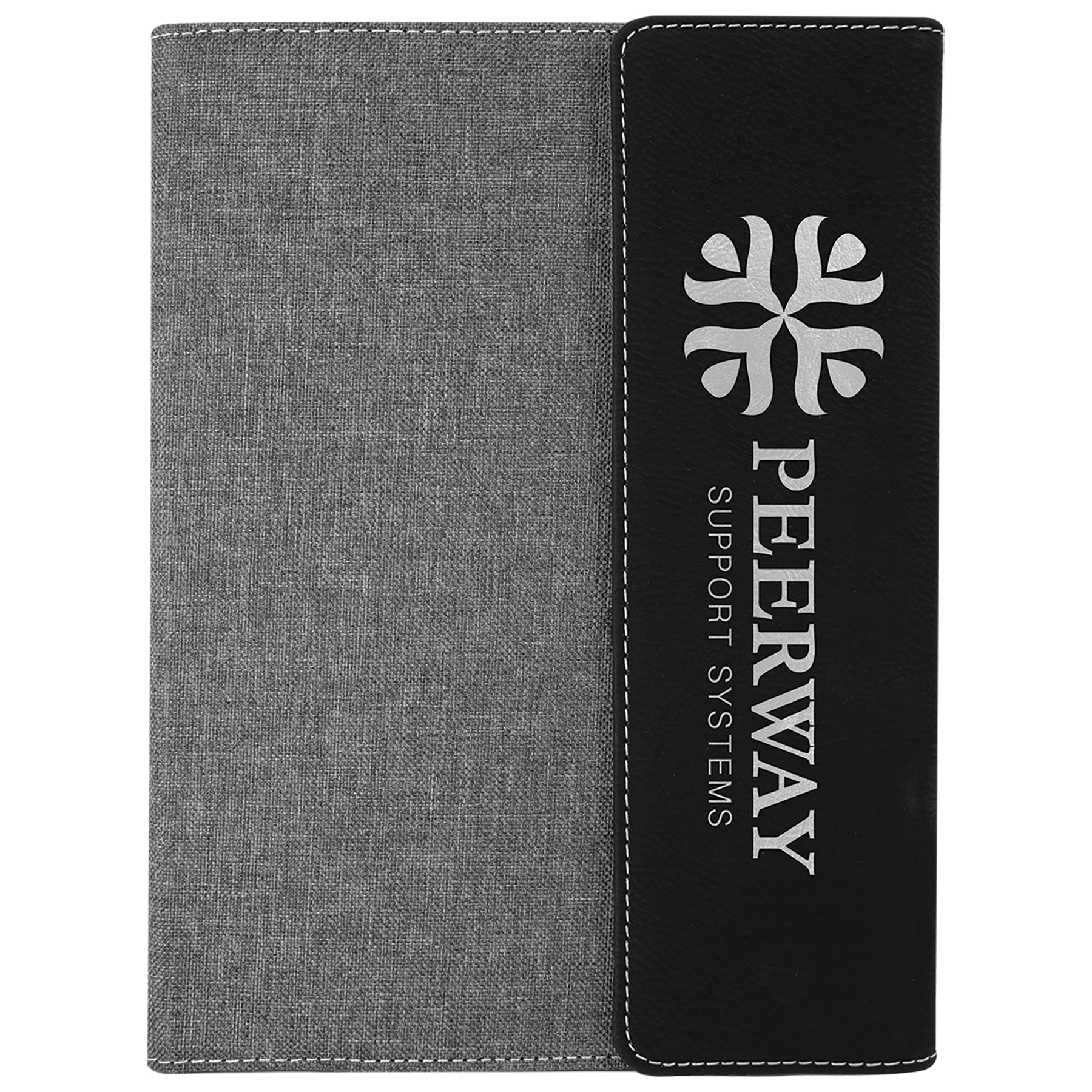 7" x 9" Black & Silver Leatherette & Gray Canvas Portfolio 2